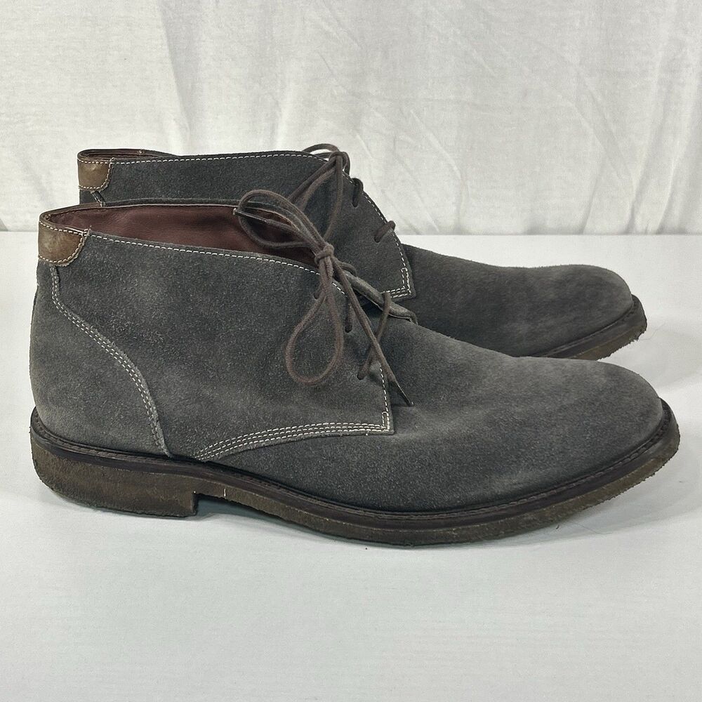 Johnston & Murphy Leather & Sheepskin Chukka Boots Men's Size 11.5M Gray